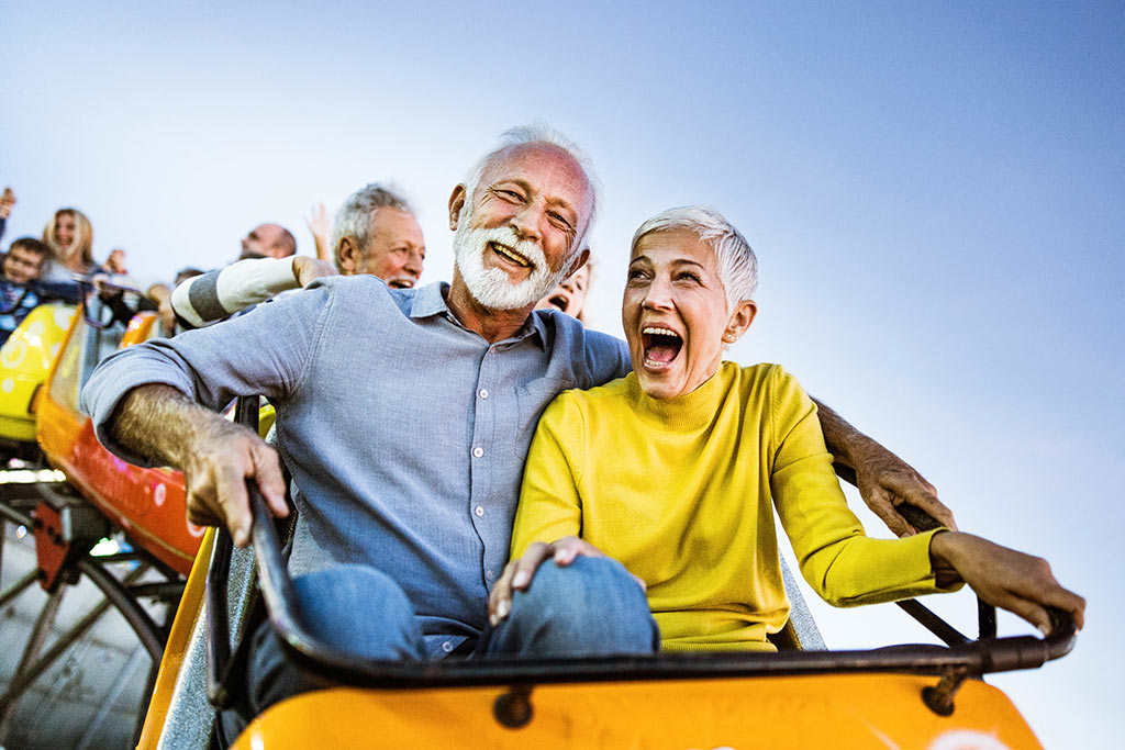 Enjoying amusement park ride